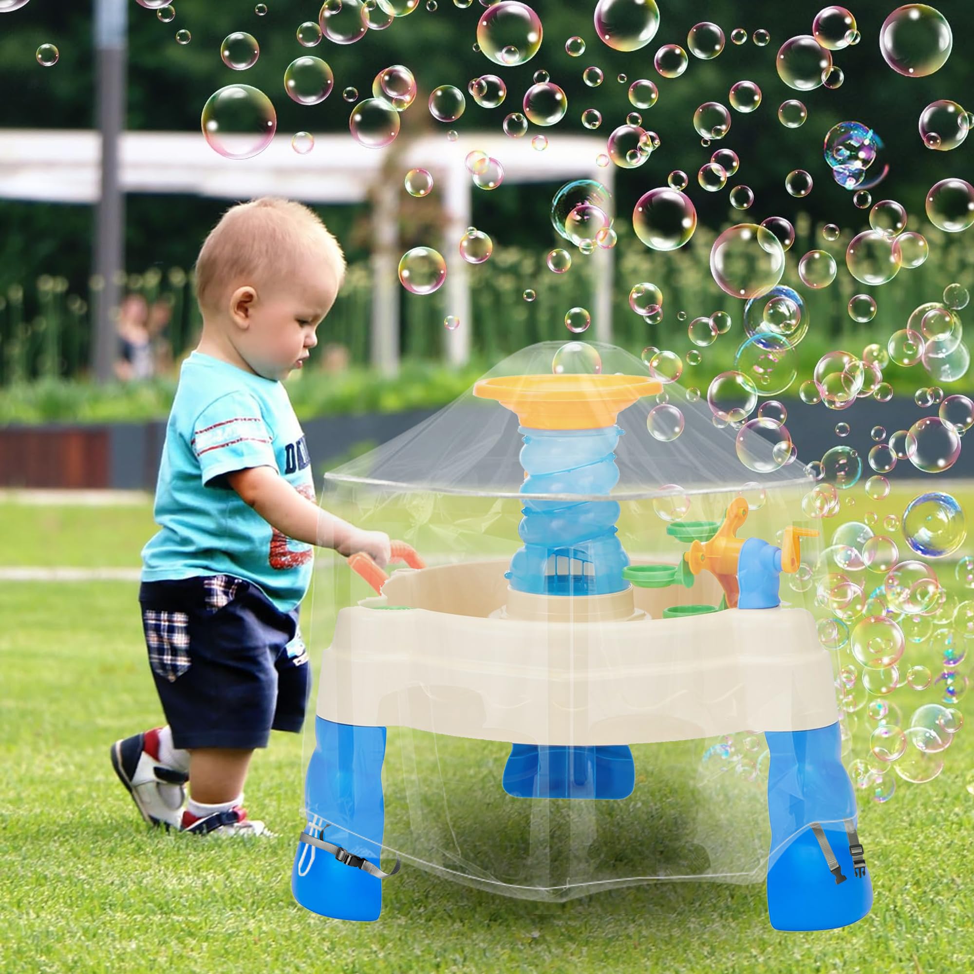 Transparent Water Table Cover for Step2 Splash Pond – Adjustable Drawstring with Buckles