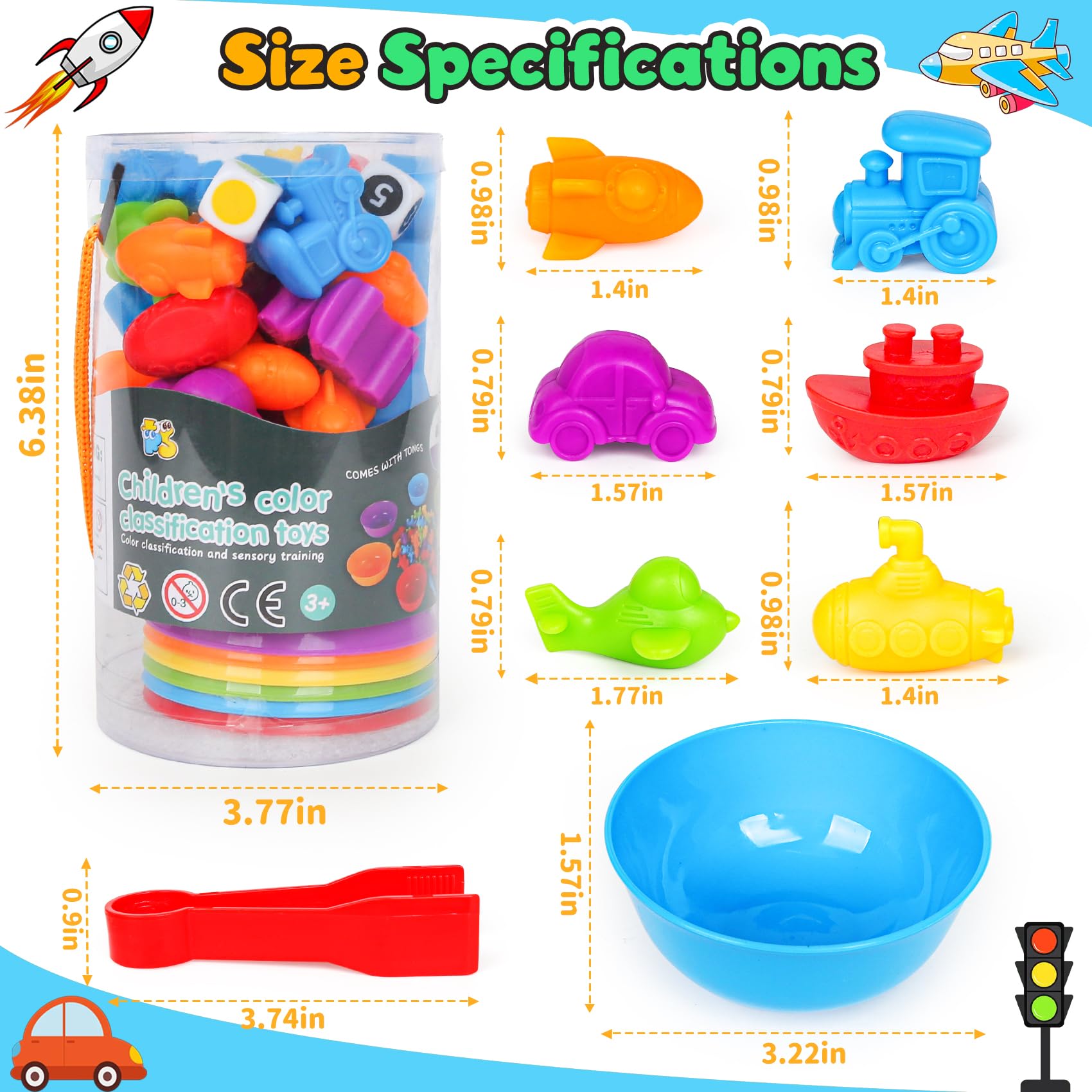 Transport Counting & Sorting Game with Cups and Dice – Color Matching Toy for Toddlers Ages 3-6