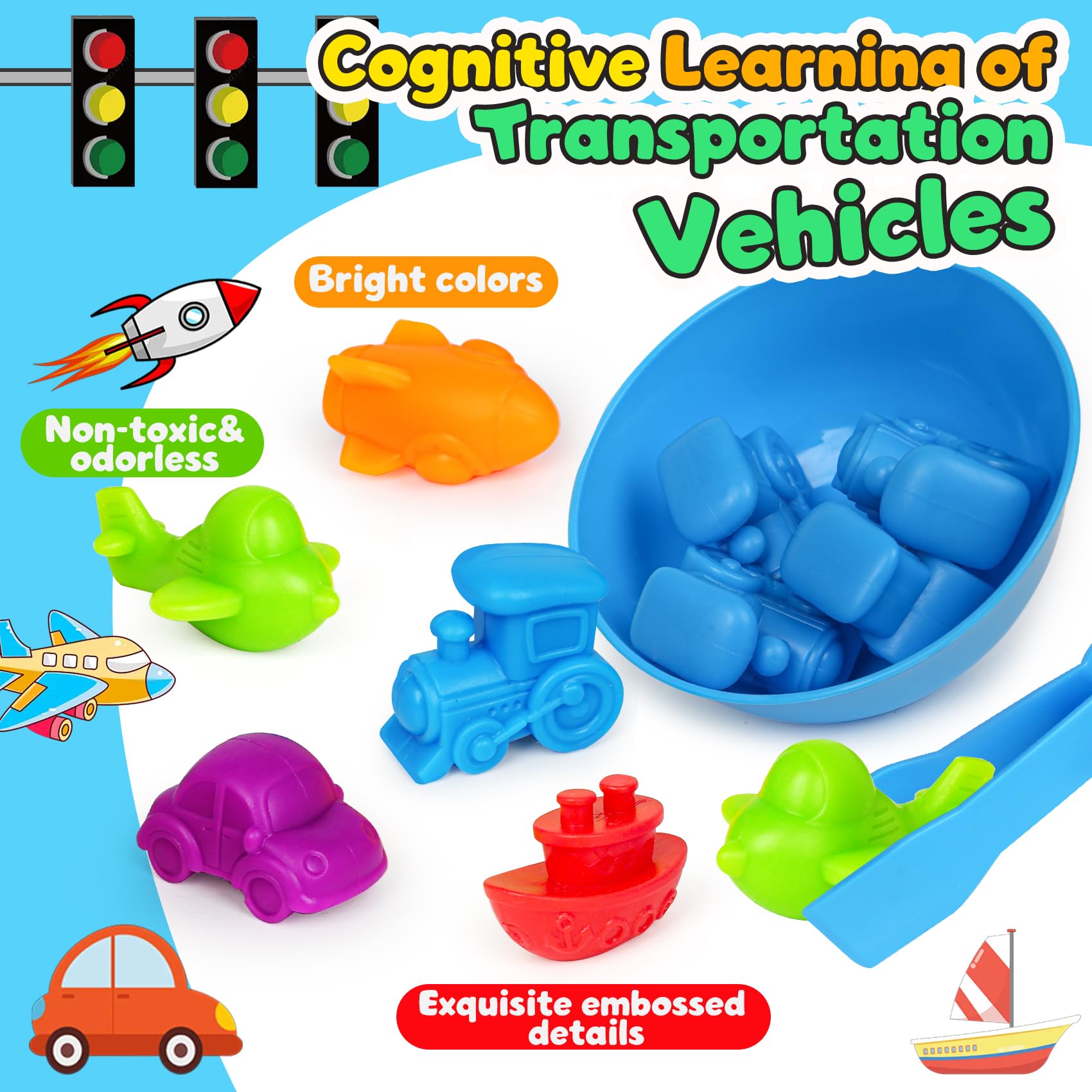 Transport Counting & Sorting Game with Cups and Dice – Color Matching Toy for Toddlers Ages 3-6