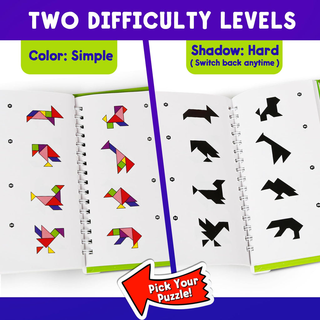 Travel Tangram Puzzle with 2 Magnetic Boards & 368 Patterns – STEM Game for Kids and Adults