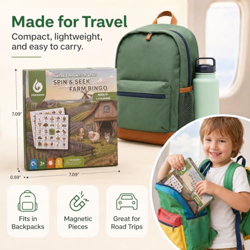 Travofun Magnetic Farm Bingo Game – Travel Toy for Kids Ages 3+