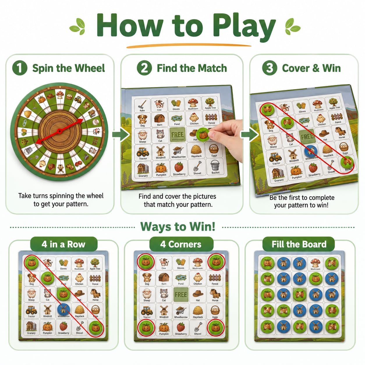 Travofun Magnetic Farm Bingo Game – Travel Toy for Kids Ages 3+