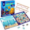 TRAVOFUN Magnetic Fishing Game Book – Travel Toy for Kids 3-8 with 2 Poles, 27 Ocean Fish, and Math Learning