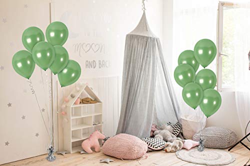 Treasures Gifted 12-Inch Metallic Sage Green Balloons – 36 Pack with Ribbon for Parties, Weddings, and Celebrations