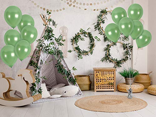 Treasures Gifted 12-Inch Metallic Sage Green Balloons – 36 Pack with Ribbon for Parties, Weddings, and Celebrations