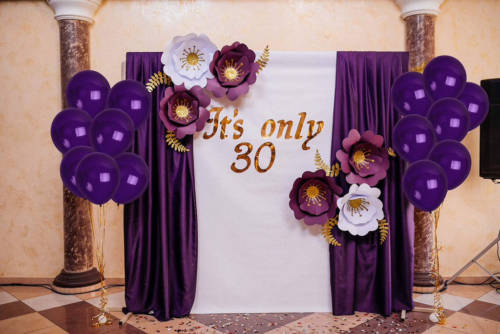 Treasures Gifted 36-Pack 12-Inch Matte Purple Latex Balloons with Ribbon for Birthday, Mardi Gras, and Wedding Decorations