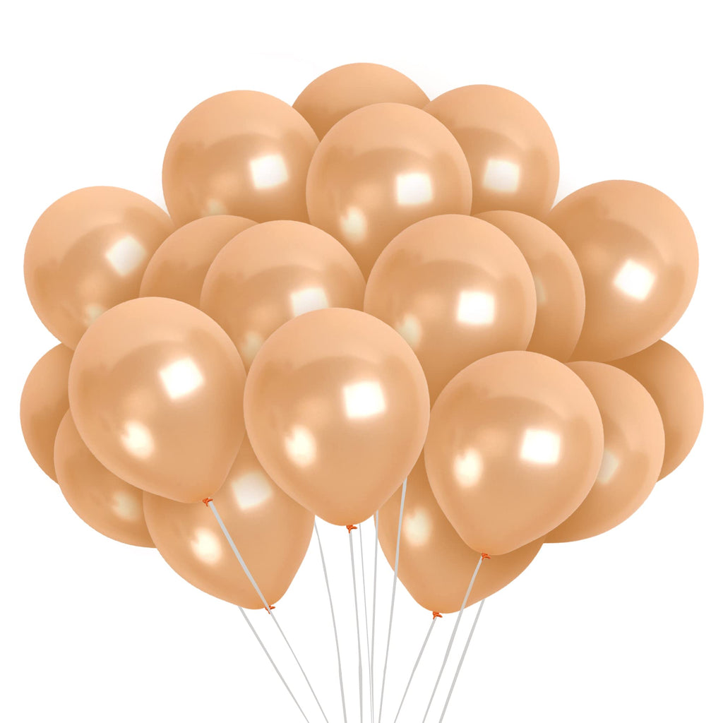 Treasures Gifted 36-Pack Champagne Pearl Balloons - Metallic Latex, 12 Inch, with Ribbon