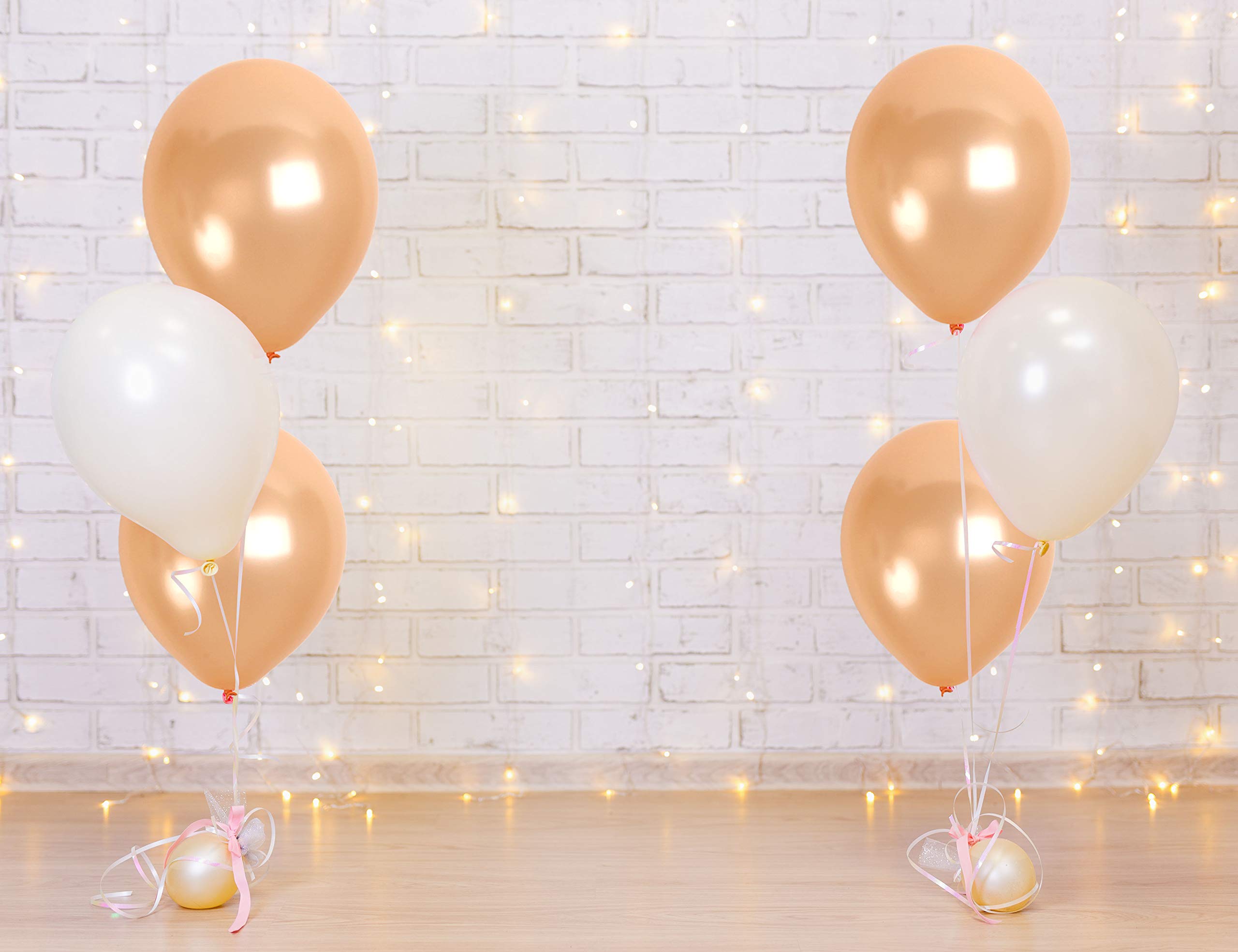 Treasures Gifted 36-Pack Champagne Pearl Balloons - Metallic Latex, 12 Inch, with Ribbon