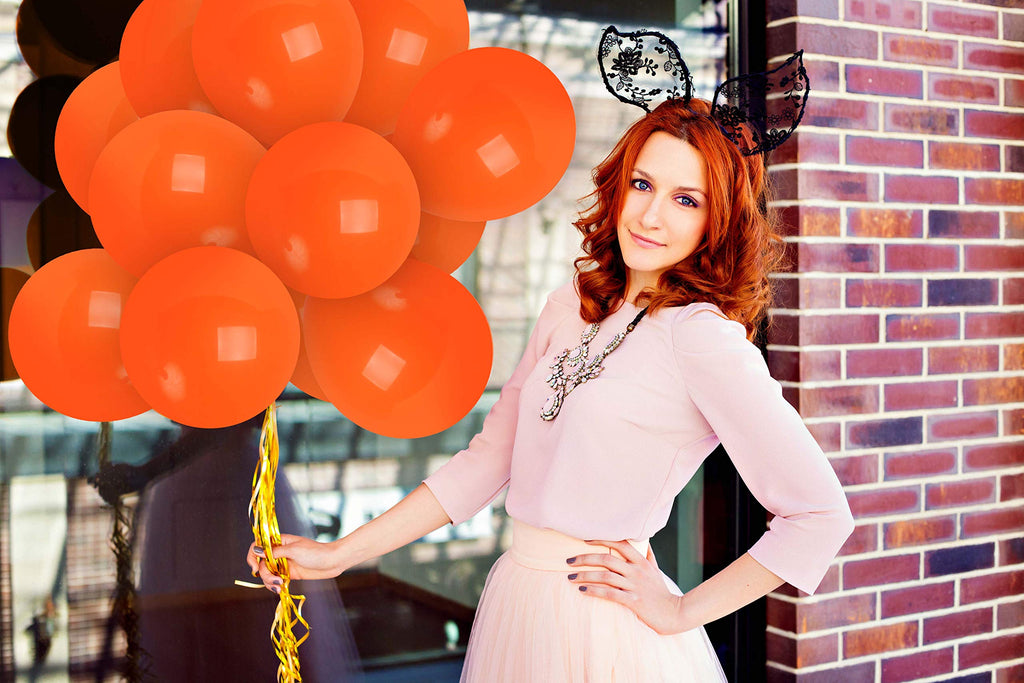 Treasures Gifted 36-Pack Matte Orange Latex Balloons – 12 Inch with Ribbon