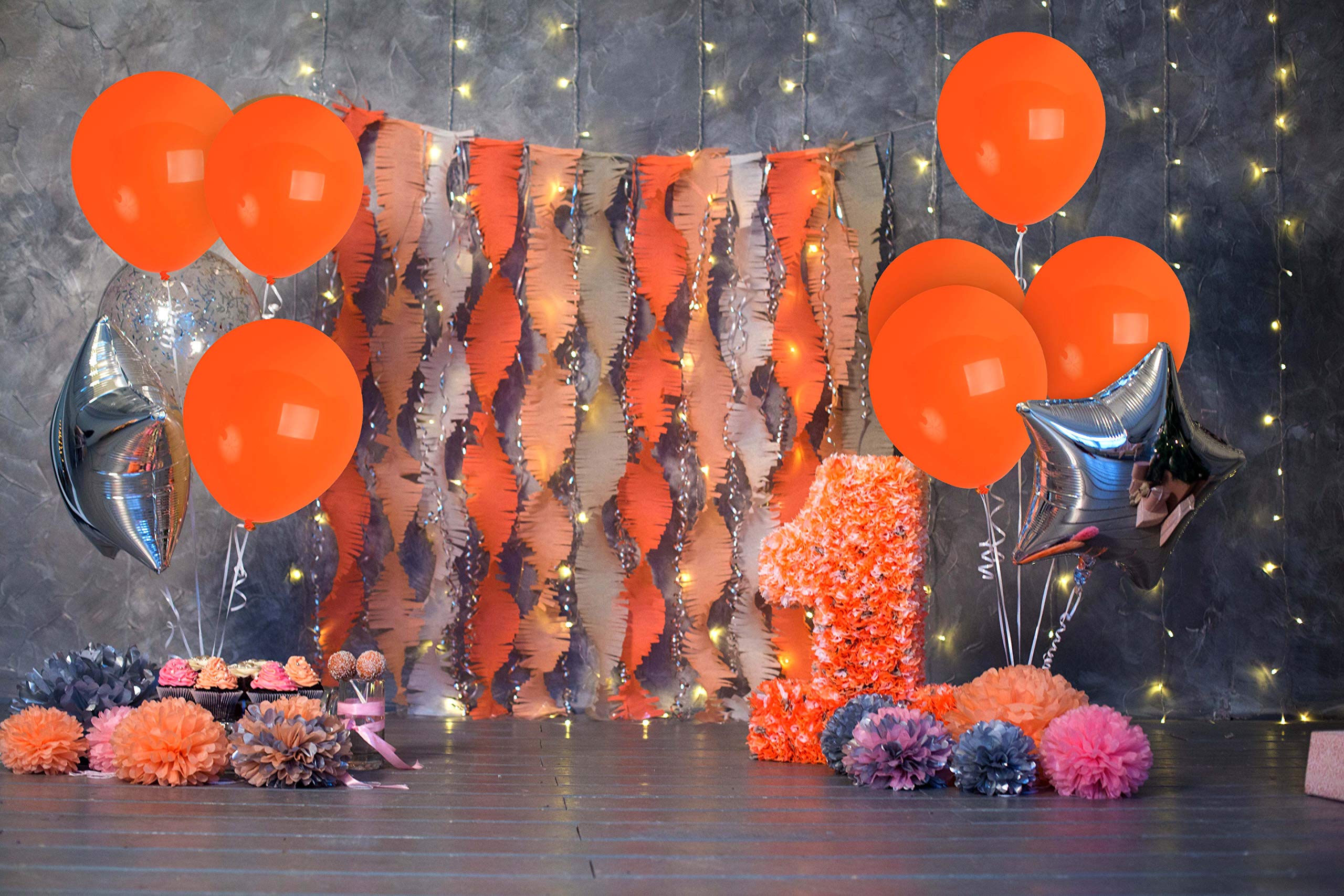 Treasures Gifted 36-Pack Matte Orange Latex Balloons – 12 Inch with Ribbon