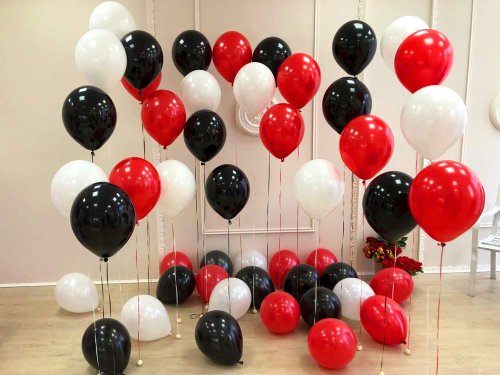 Treasures Gifted Matte Red Balloons 12 Inch - Bulk 36 Pack with Ribbon
