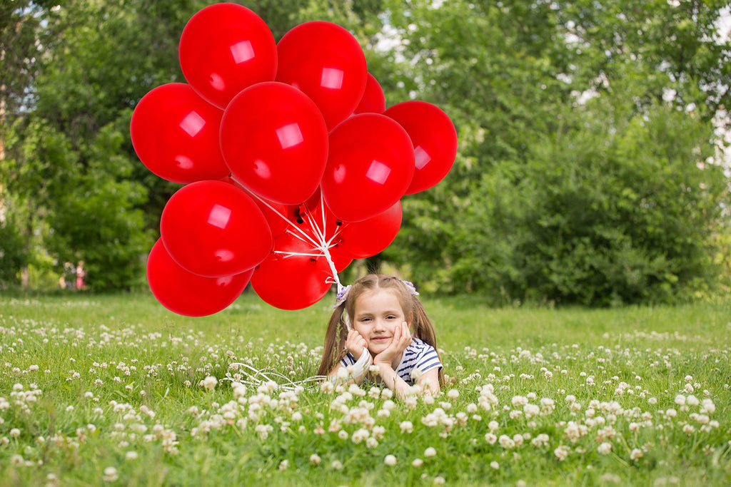 Treasures Gifted Matte Red Balloons 12 Inch - Bulk 36 Pack with Ribbon