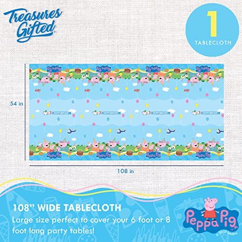 Treasures Gifted Peppa Pig Birthday Tablecloth - Large 54x108 Inch Plastic Party Table Cover