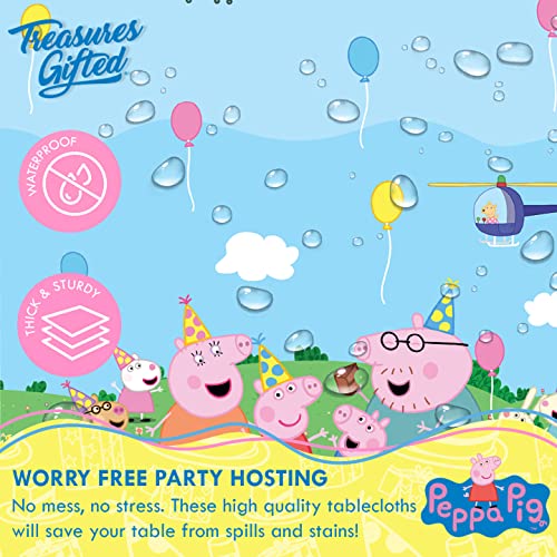 Treasures Gifted Peppa Pig Birthday Tablecloth - Large 54x108 Inch Plastic Party Table Cover