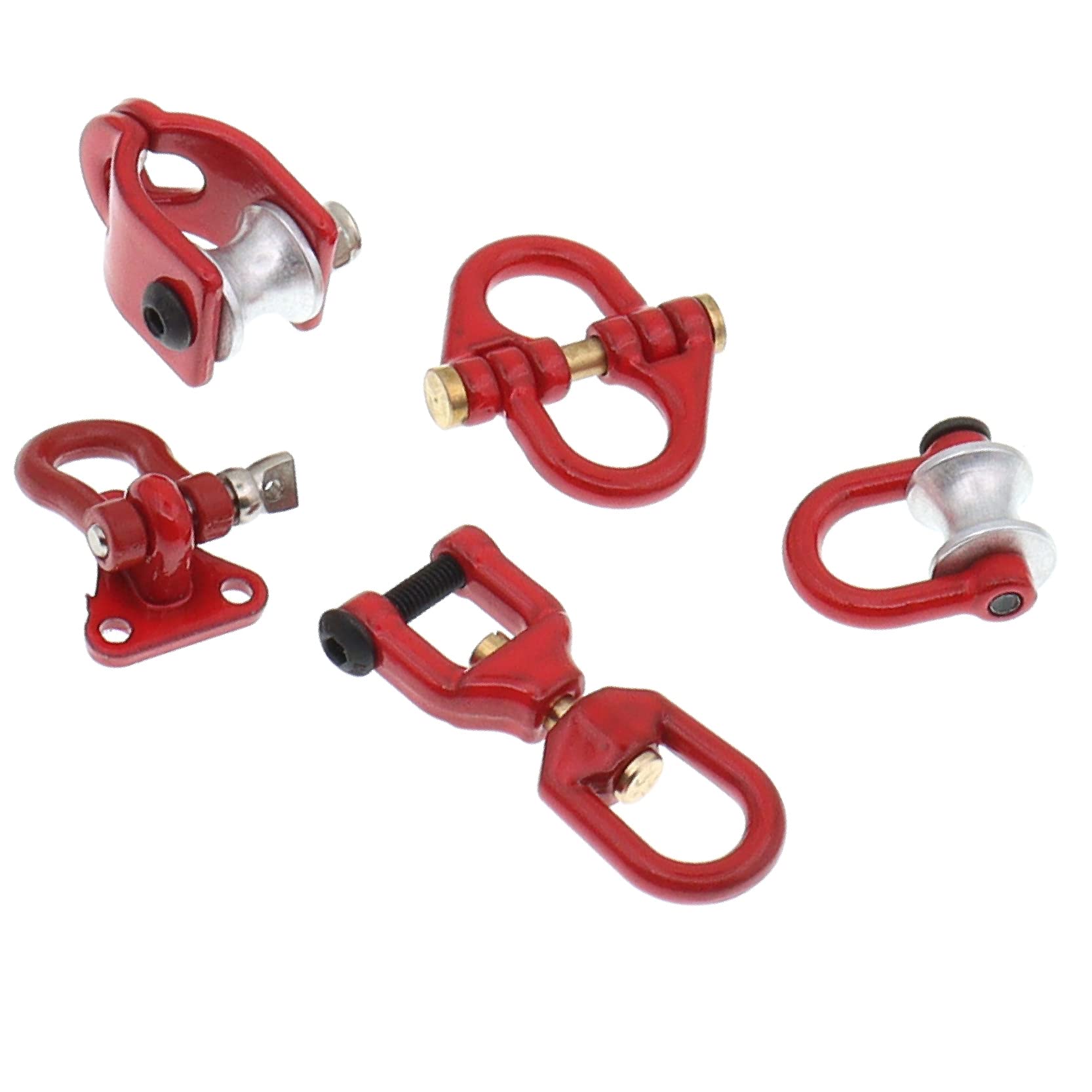 Treehobby 5-Pack Red Metal Tow Hooks for 1/10 RC Crawlers (SCX10, TRX4, TRX6, etc.)