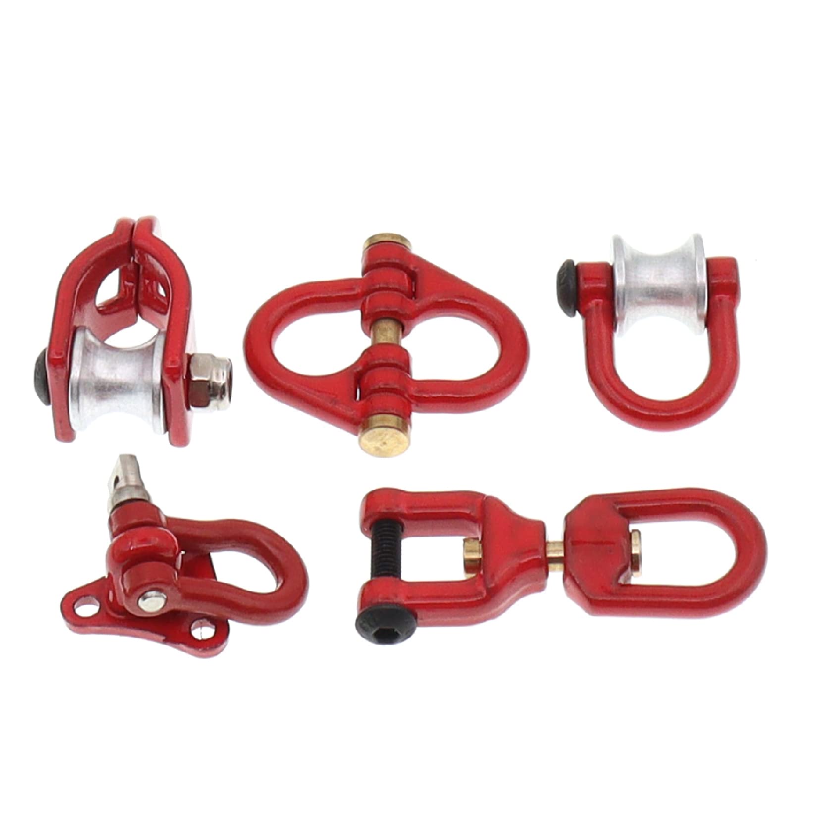 Treehobby 5-Pack Red Metal Tow Hooks for 1/10 RC Crawlers (SCX10, TRX4, TRX6, etc.)