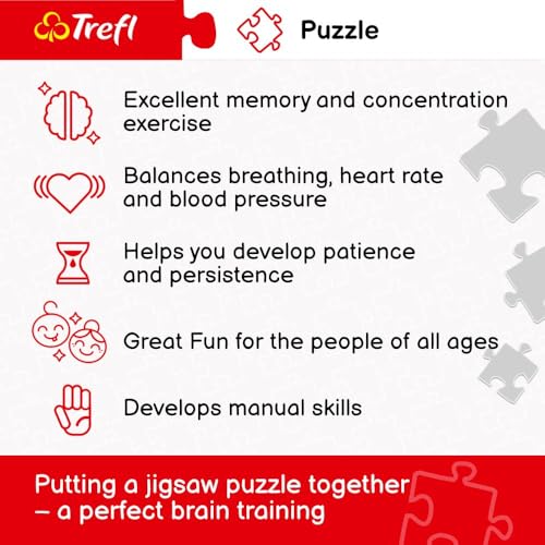 Trefl Panorama Fluffy Team 500 Piece Jigsaw Puzzle – 26x9 Inch Panoramic Puzzle with Cats in Hats