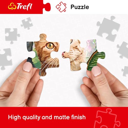 Trefl Panorama Fluffy Team 500 Piece Jigsaw Puzzle – 26x9 Inch Panoramic Puzzle with Cats in Hats
