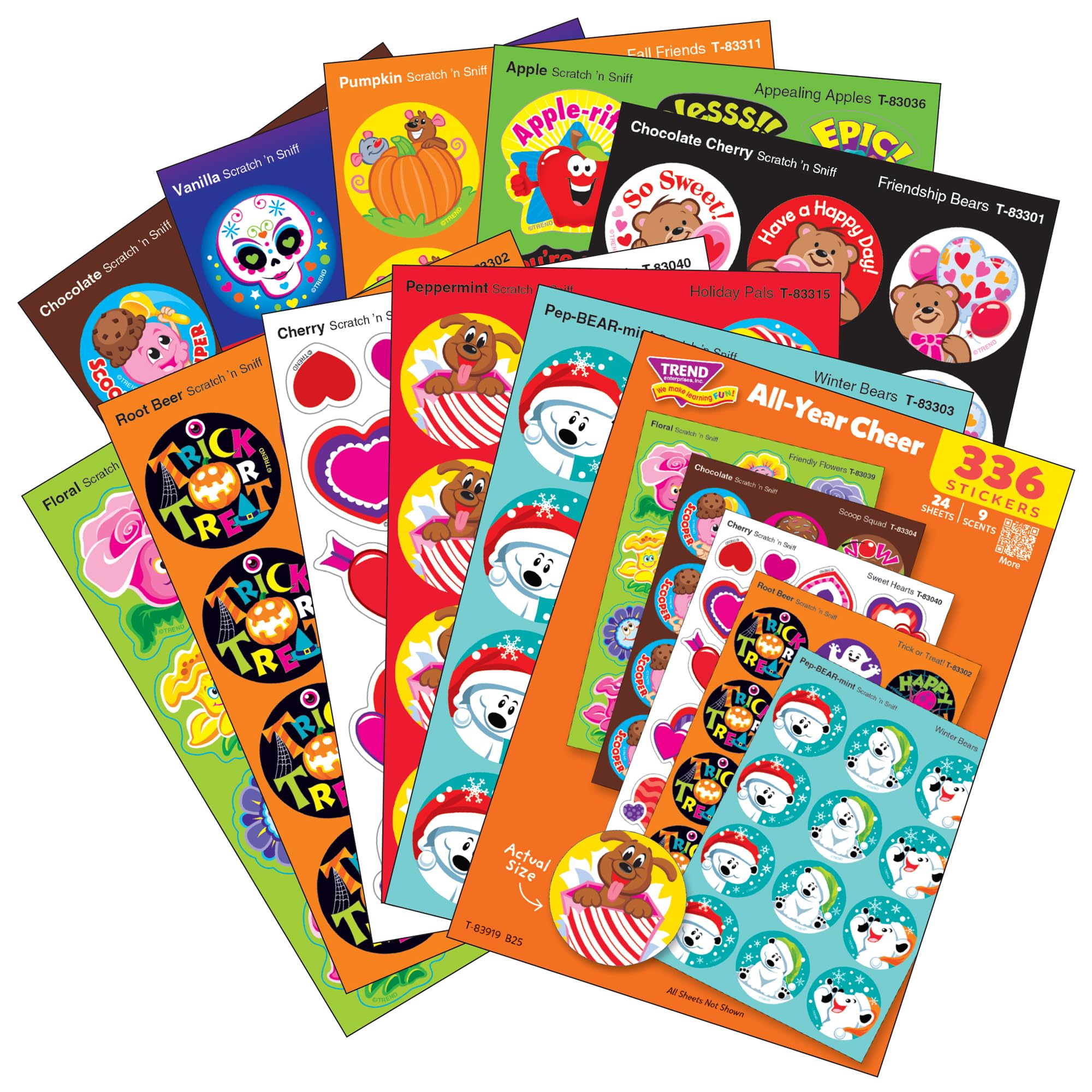 TREND Enterprises All Year Cheer Stinky Stickers Variety Pack - 336 Scratch 'n Sniff Stickers