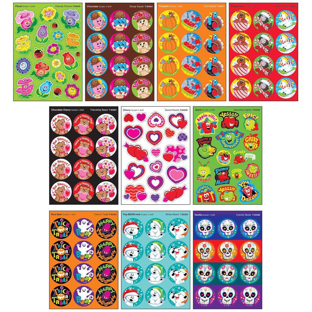 TREND Enterprises All Year Cheer Stinky Stickers Variety Pack - 336 Scratch 'n Sniff Stickers