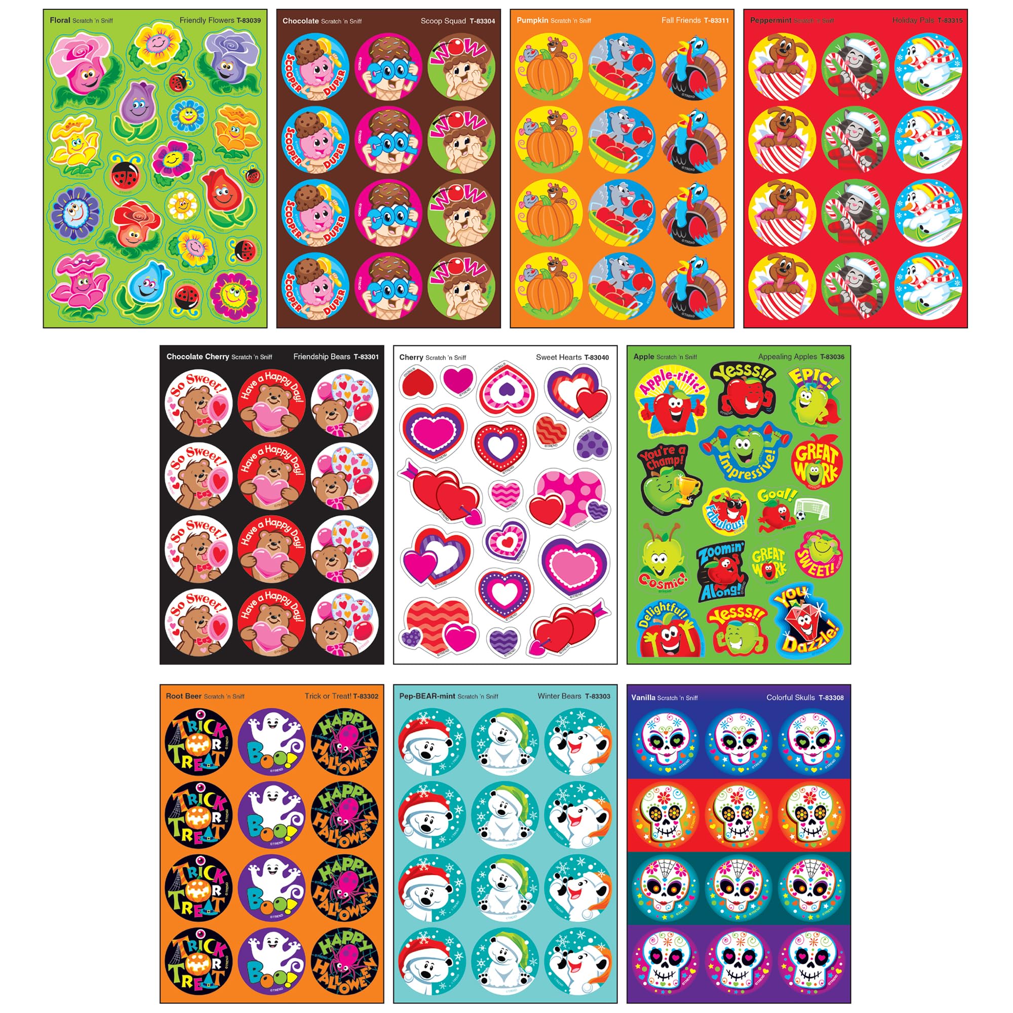TREND Enterprises All Year Cheer Stinky Stickers Variety Pack - 336 Scratch 'n Sniff Stickers