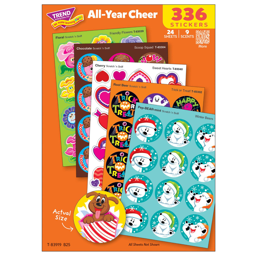 TREND Enterprises All Year Cheer Stinky Stickers Variety Pack - 336 Scratch 'n Sniff Stickers