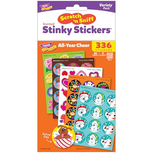 TREND Enterprises All Year Cheer Stinky Stickers Variety Pack - 336 Scratch 'n Sniff Stickers