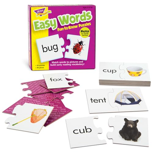 Trend Enterprises Easy Words Fun-to-Know Puzzles - 40-Piece Matching Game for Early Vocabulary Building