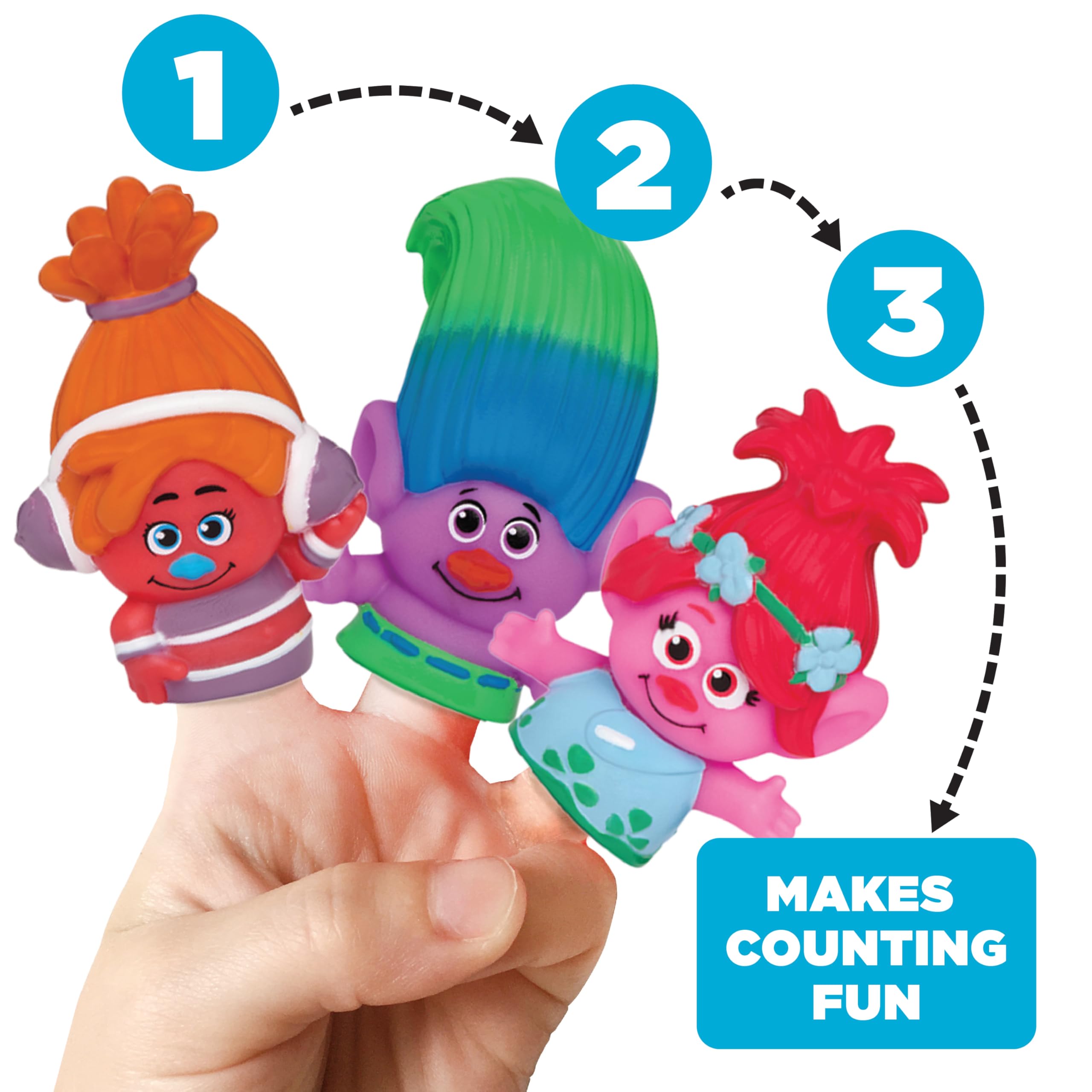 Trolls Bath Finger Puppets (10 Pack) - Waterproof PVC Characters for Pool, Beach, Bath, and Playtime Education
