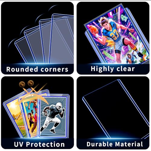 TRUGQ 200-Pack Card Protectors: 100 Rigid Toploaders & 100 Soft Sleeves, 3x4 Inch Clear Plastic for Sports & Game Cards