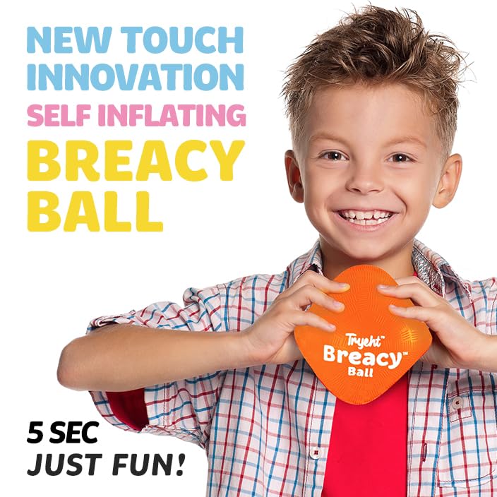 Tryeht Self-Inflating Ball 5 Inch – No Pump Needed, Orange Rubber, High Bounce, Portable