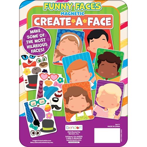 TS Shure by Bendon Create Funny Faces Magnetic Activity Tin with 3 Magnet Sheets and 2 Play Scene Cards