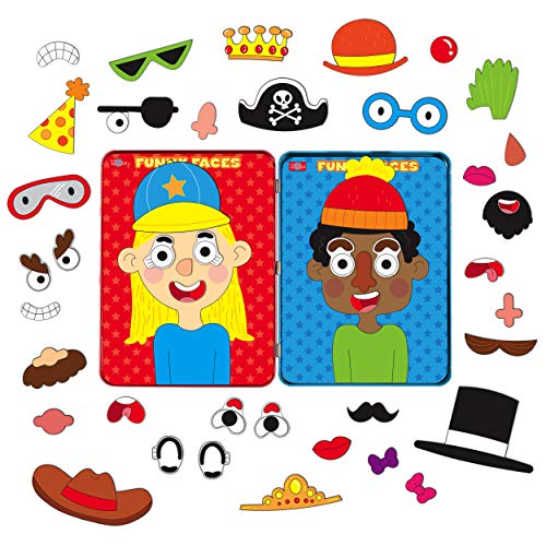 TS Shure by Bendon Create Funny Faces Magnetic Activity Tin with 3 Magnet Sheets and 2 Play Scene Cards