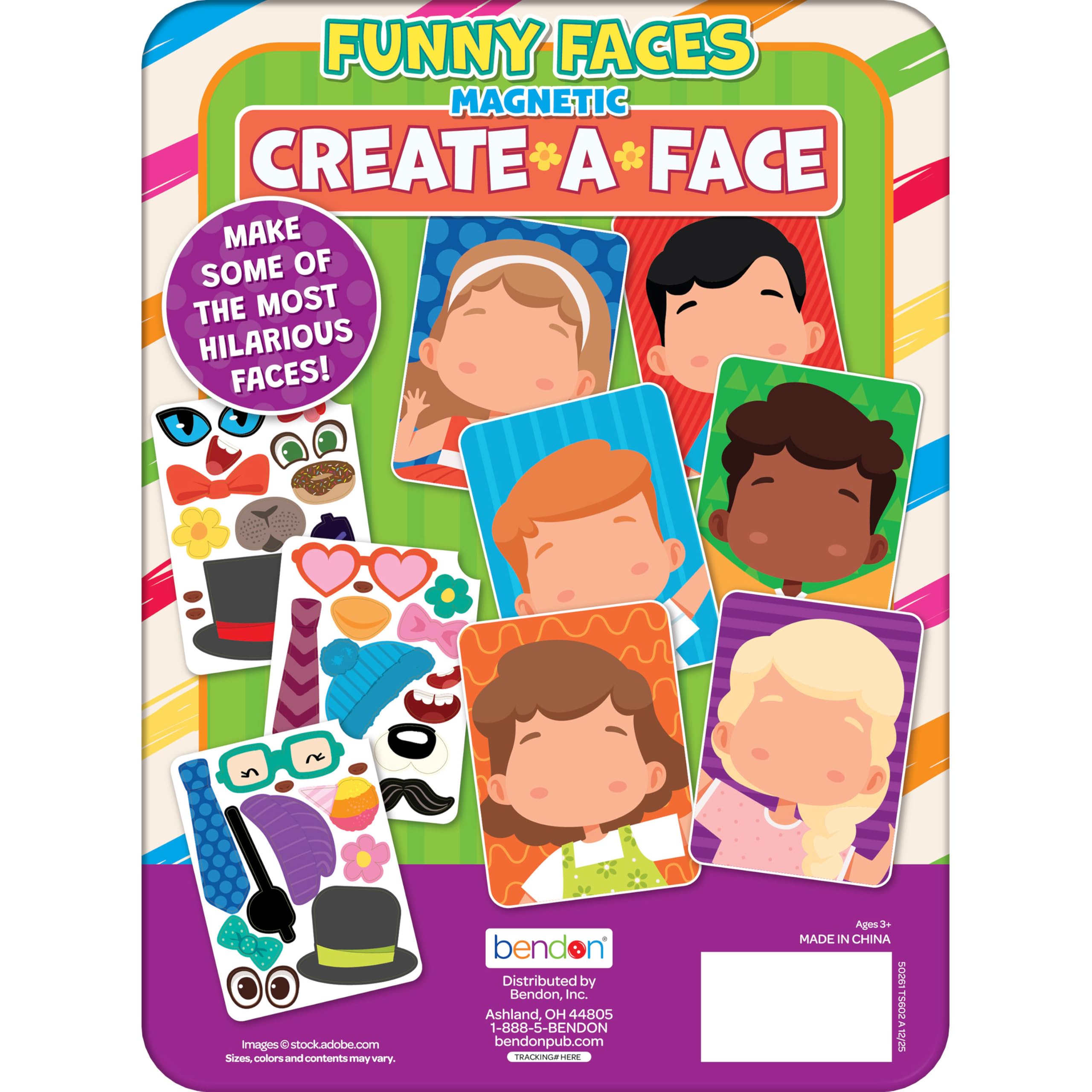 TS Shure by Bendon Create Funny Faces Magnetic Activity Tin with 3 Magnet Sheets and 2 Play Scene Cards