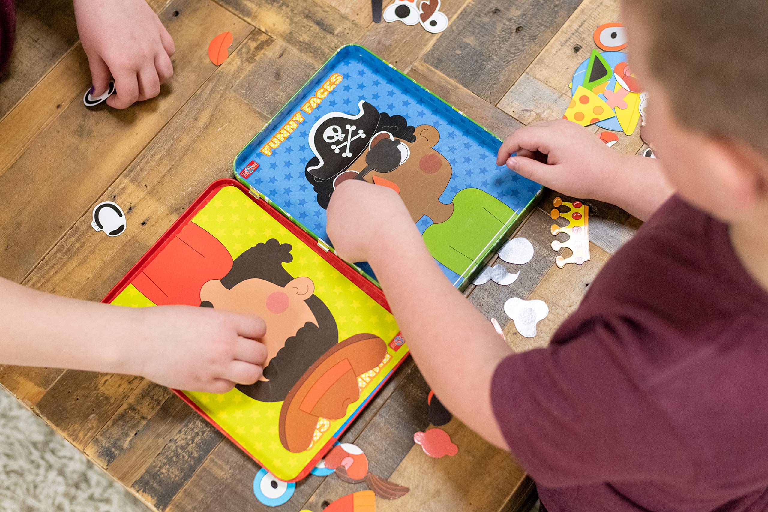TS Shure by Bendon Create Funny Faces Magnetic Activity Tin with 3 Magnet Sheets and 2 Play Scene Cards