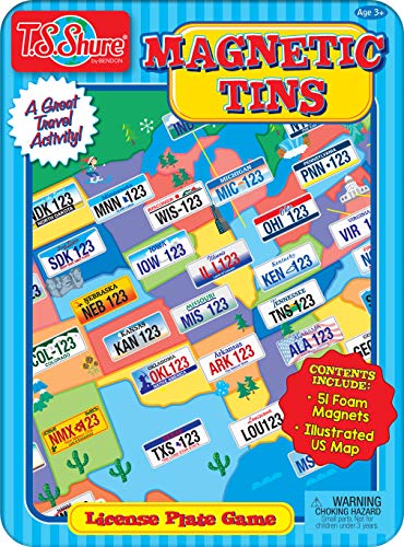 TS Shure License Plate Game Magnetic Activity Tin – Travel-Friendly Foam Magnet Set