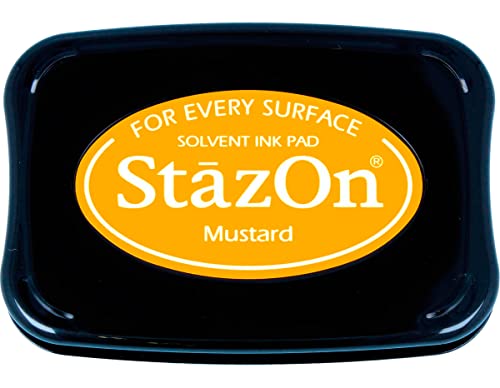 Tsukineko StazOn Stamp Pad Yellow – Solvent-Based Ink for Non-Porous Surfaces