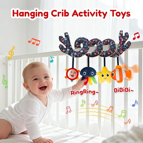 TSYAN Spiral Car Seat Toy – Ocean-Themed Plush Activity Toy for Newborns 0-12 Months