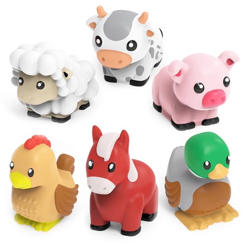Tub Works Barnyard Mold Free Bath Toys 6-Pack – Sealed No-Hole Farm Animals for Toddlers