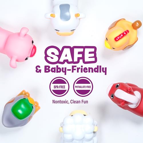 Tub Works Barnyard Mold Free Bath Toys 6-Pack – Sealed No-Hole Farm Animals for Toddlers