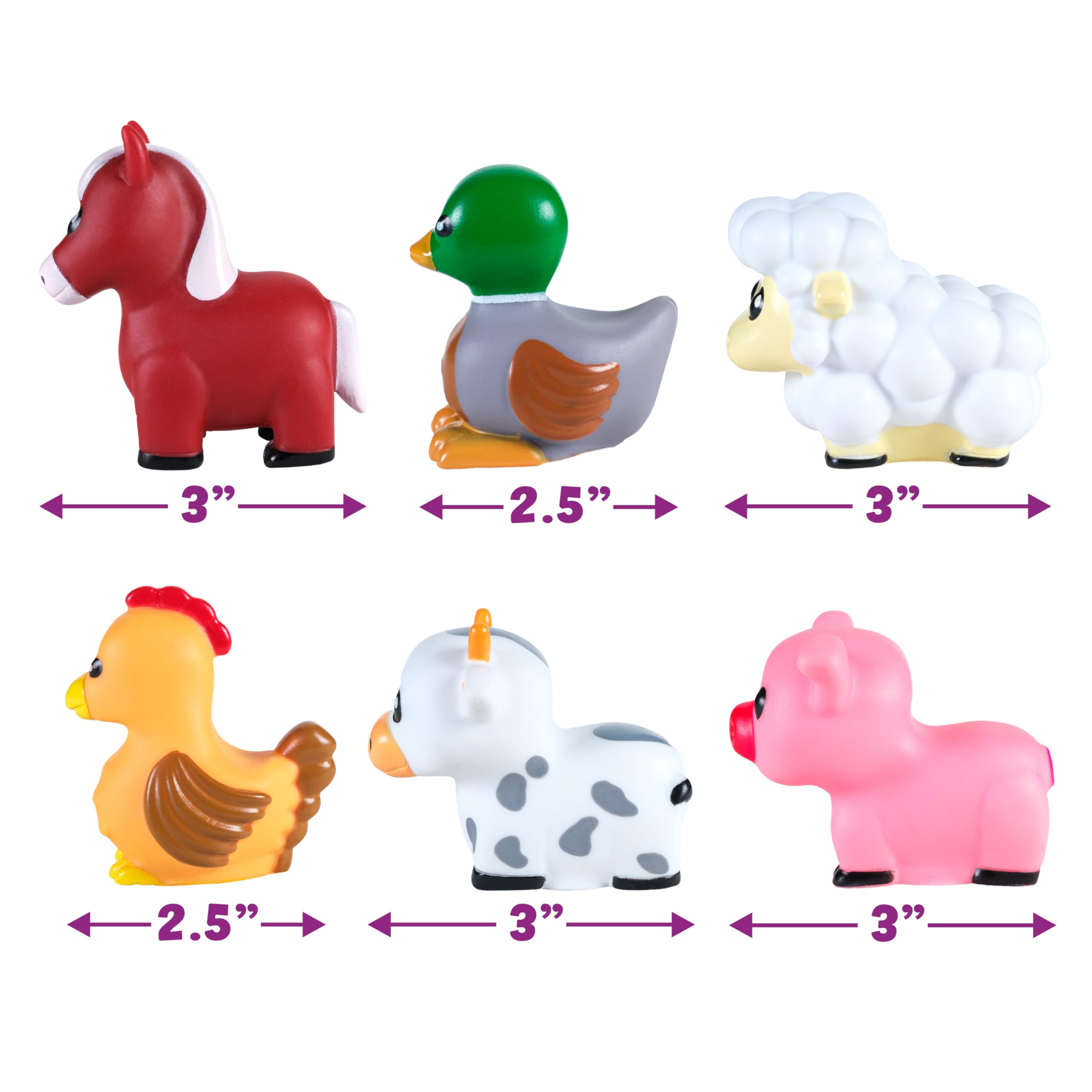 Tub Works Barnyard Mold Free Bath Toys 6-Pack – Sealed No-Hole Farm Animals for Toddlers