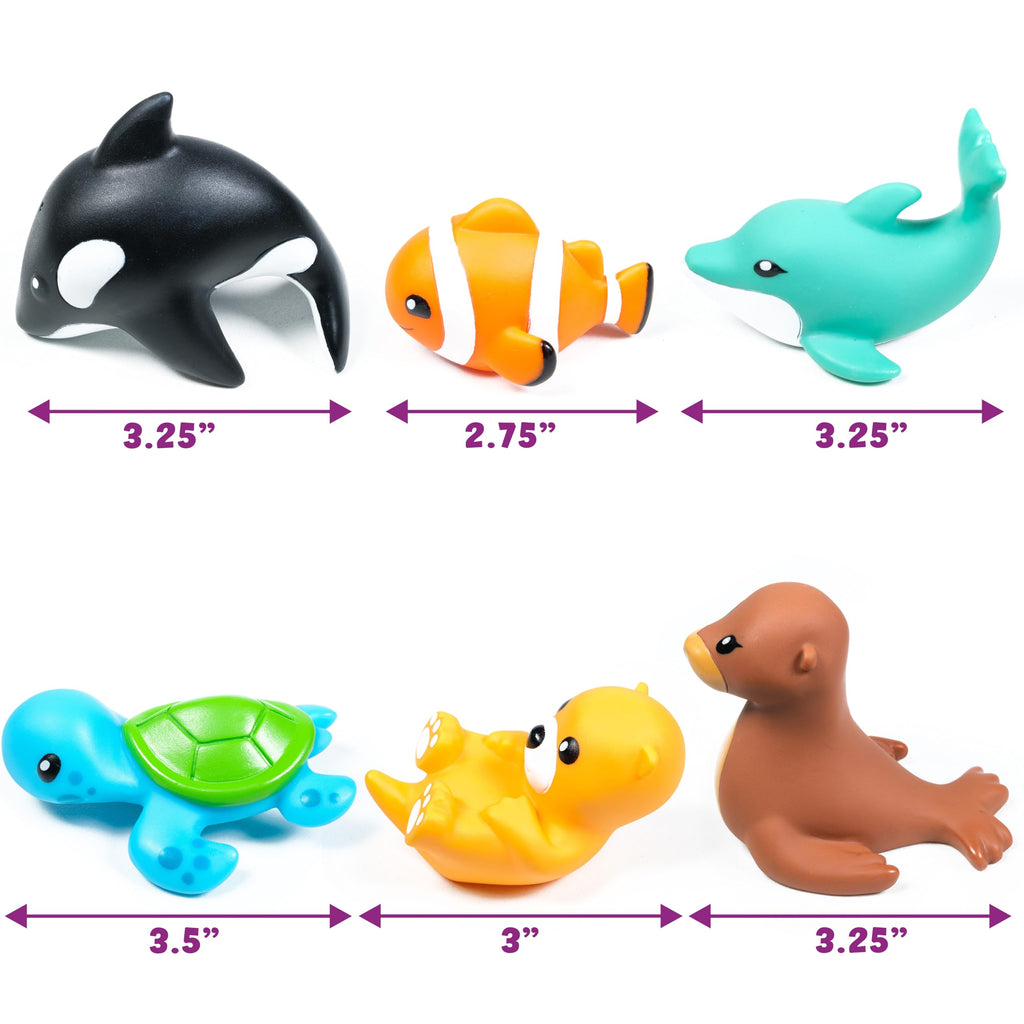 Tub Works Marine Mold-Free Bath Toys 6-Pack – Sealed No-Hole Design for Baby & Toddler Bath Fun