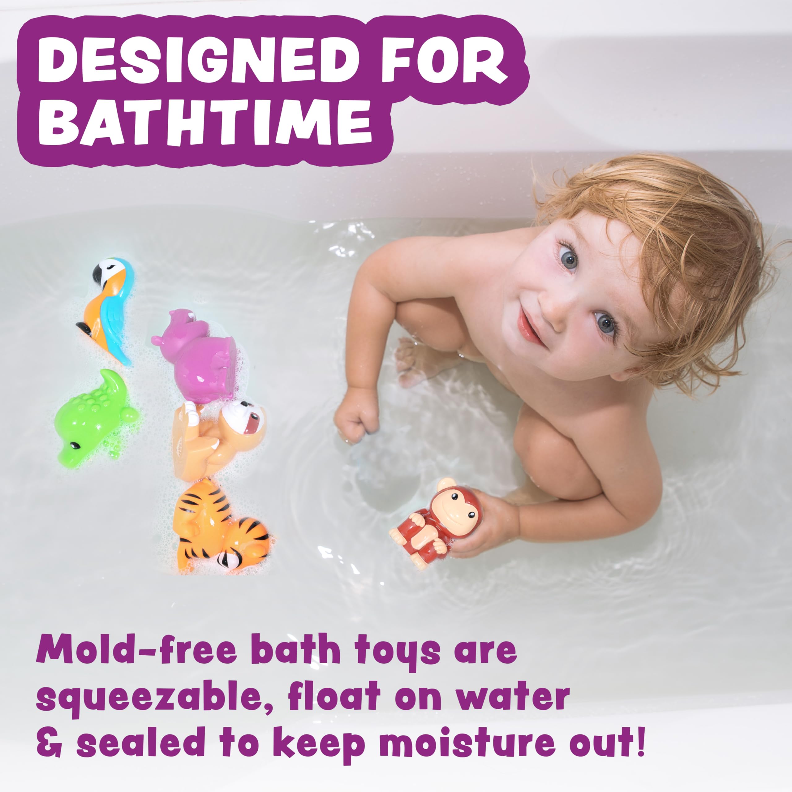 Tub Works Rainforest Mold Free Bath Toys: Sealed, No-Hole Design for Safe Bathtime Fun