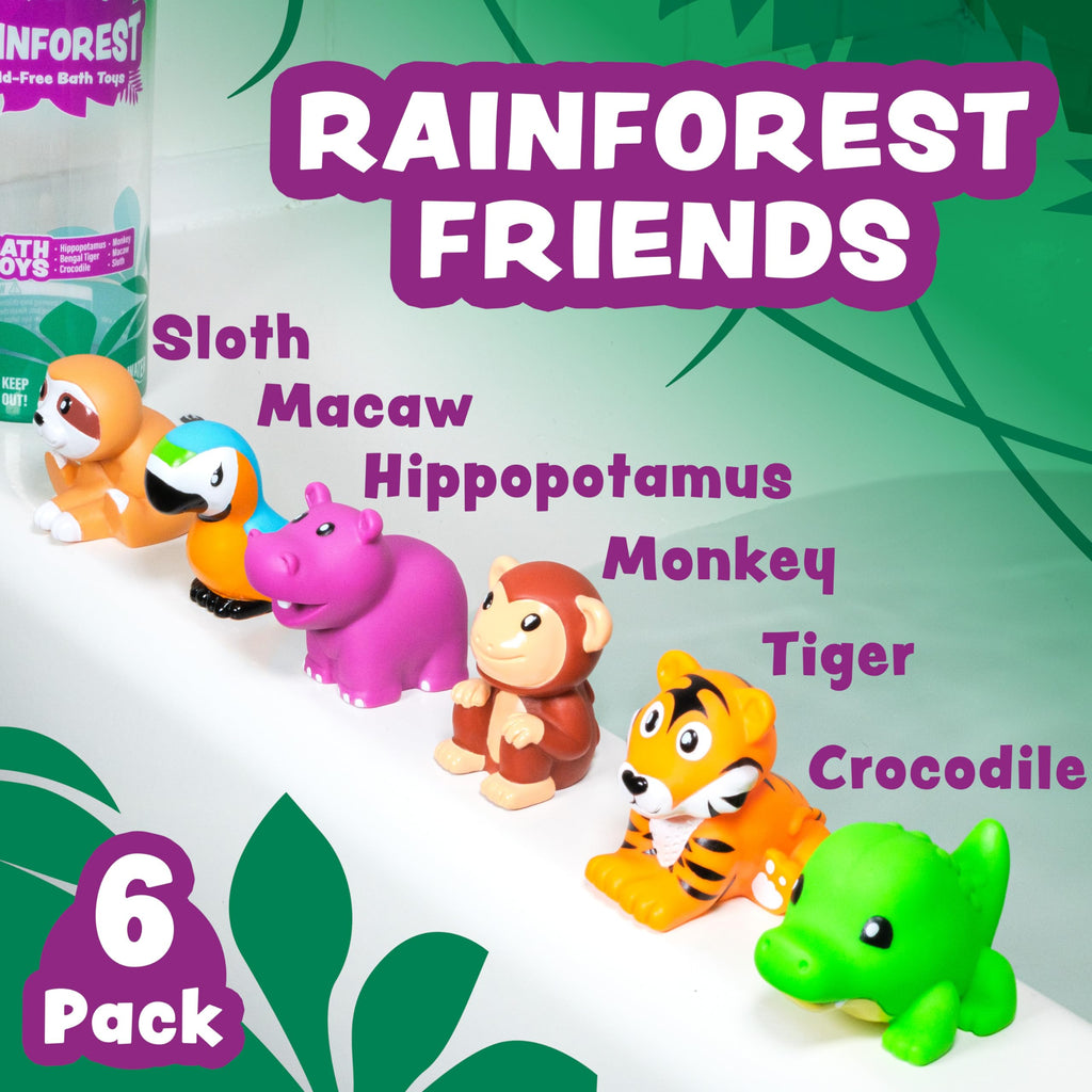 Tub Works Rainforest Mold Free Bath Toys: Sealed, No-Hole Design for Safe Bathtime Fun