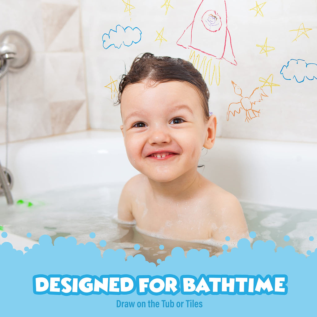 Tub Works Sweet Scents Smooth Bath Crayons – 12 Nontoxic, Washable Crayons for Toddlers, Float in Water, Draw on Wet Tub Walls