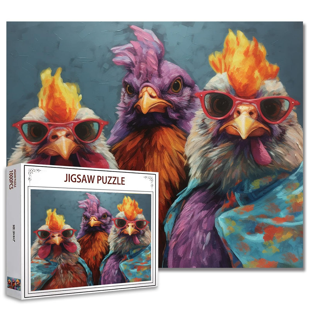Tucocoo 1000 Piece Jigsaw Puzzle – Rustic Chickens Portrait for Adults, 27x20 Inches Finished Size
