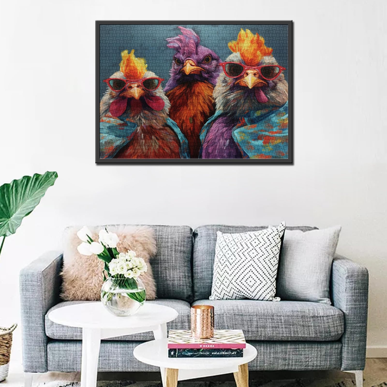 Tucocoo 1000 Piece Jigsaw Puzzle – Rustic Chickens Portrait for Adults, 27x20 Inches Finished Size
