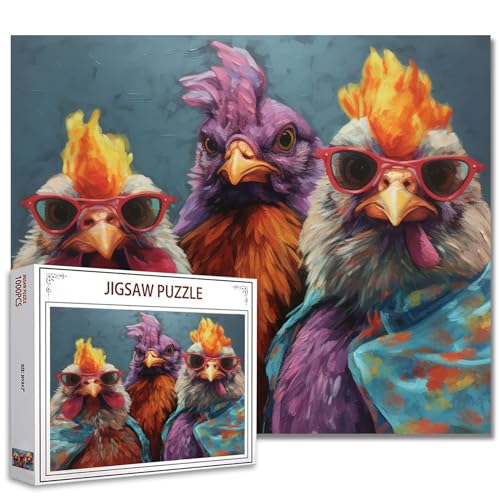 Tucocoo 1000 Piece Jigsaw Puzzle – Rustic Chickens Portrait for Adults, 27x20 Inches Finished Size