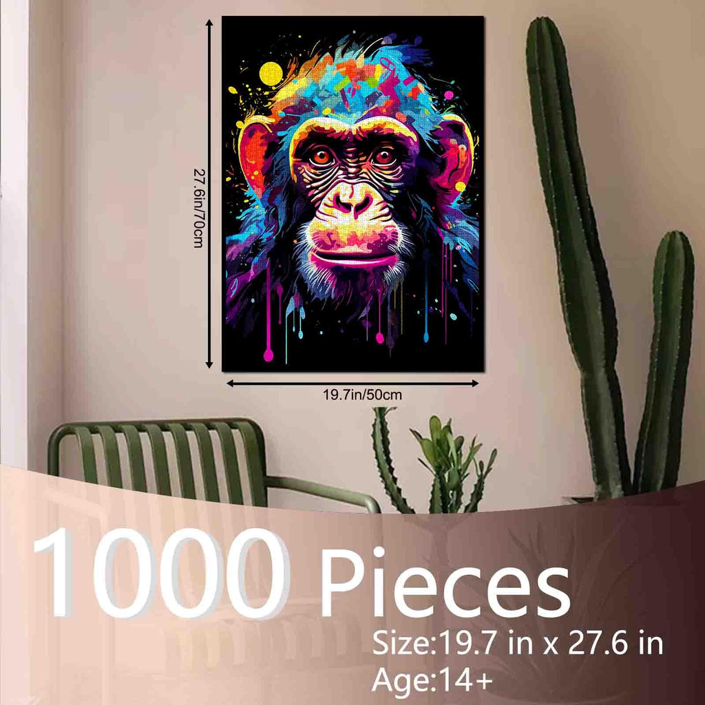 Tucocoo Graffiti Monkey 1000-Piece Jigsaw Puzzle for Adults – Colorful Cartoon Art, Recycled Board, Includes Poster, 27.56 x 19.69 Inches