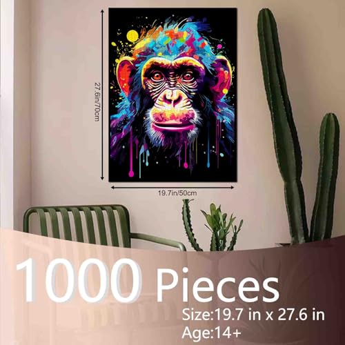 Tucocoo Graffiti Monkey 1000-Piece Jigsaw Puzzle for Adults – Colorful Cartoon Art, Recycled Board, Includes Poster, 27.56 x 19.69 Inches